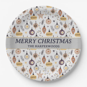 Simple Modern Elegant Decorative Christmas Family Paper Plate