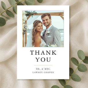 Simple Modern Elegant Destination Photo Wedding Thank You Card