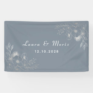Simple Modern Elegant Dusty Blue Wedding Banner