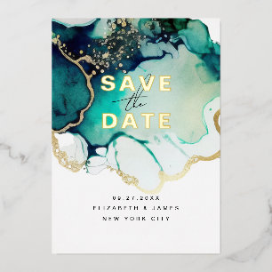 Simple Modern Elegant Emerald Green Save The Date 