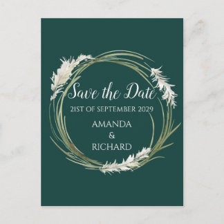 Simple Modern Elegant Emerald Green Save the Date Postcard