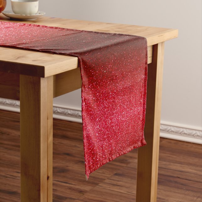 Simple Modern Elegant Glitter Luxury Christmas Red Short Table Runner (In Situ)