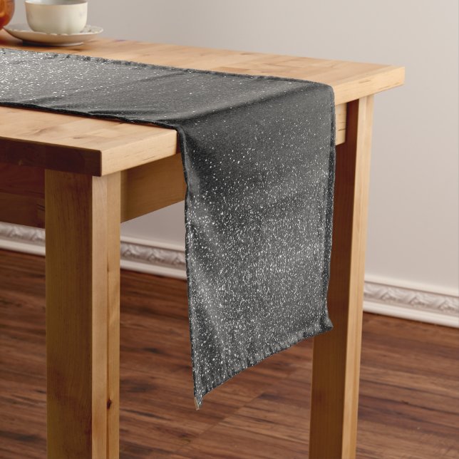 Simple Modern Elegant Glitter Luxury Holiday Black Short Table Runner (In Situ)