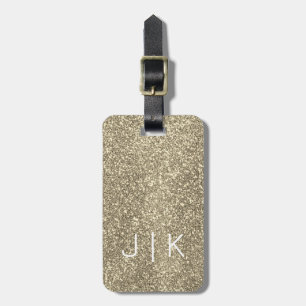 Simple Modern Elegant Glitter monogrammed Name Luggage Tag