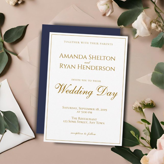 Simple Modern Elegant Golden Script Wedding Invitation (Creator Uploaded)