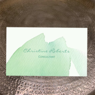 Simple Modern Elegant Green Blue Watercolor Business Card