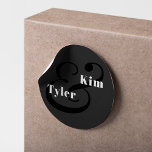 Simple modern elegant names monogram wedding classic round sticker<br><div class="desc">Trendy bold bride and groom names modern simple minimalist black wedding envelope seal or favour label sticker with an ampersand.              Suitable for contemporary style any season weddings.</div>