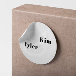 Simple modern elegant names monogram wedding classic round sticker<br><div class="desc">Trendy bold bride and groom names modern simple minimalist black and white wedding envelope seal or favour label sticker with an ampersand.              Suitable for contemporary style any season weddings.</div>