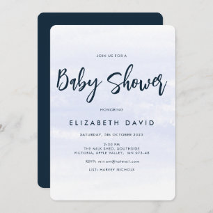 Simple modern Elegant Navy Blue Baby Shower Invitation