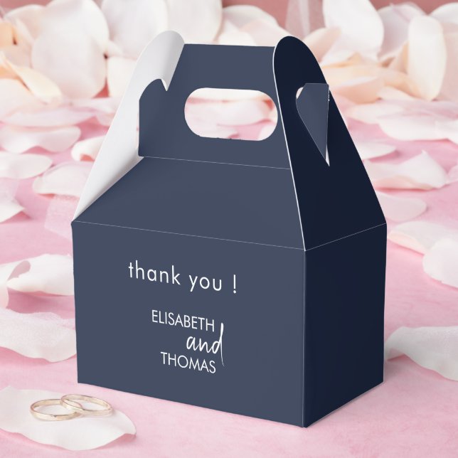 Simple modern elegant navy blue favor box (Wedding)