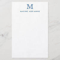 Simple Modern Elegant Navy Blue Monogram Initial