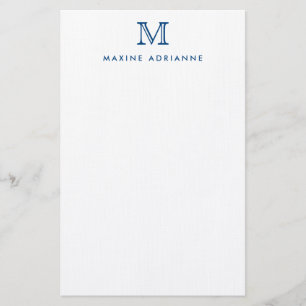 Simple Modern Elegant Navy Blue Monogram Initial Stationery