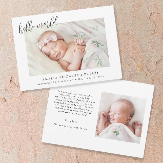 Simple Modern Elegant Newborn Birth Announcement (Creator Uploaded)