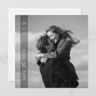 Simple Modern Elegant Photo Vertical Date Wedding Save The Date