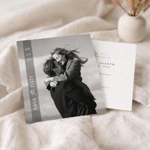 Simple Modern Elegant Photo Vertical Date Wedding Save The Date