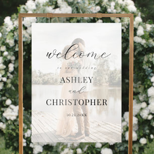 Simple Modern Elegant Photo Wedding Welcome Acrylic Sign