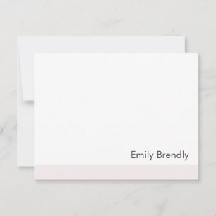 Simple Modern Elegant Pink White Flat Note Card