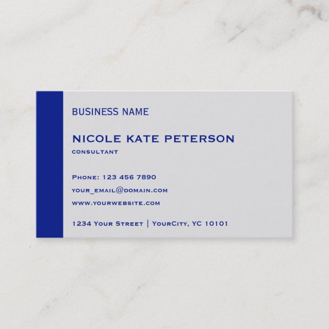 Simple Modern Elegant Reflex Blue Consultant Business Card (Front)