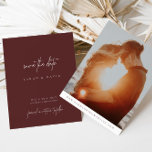 Simple Modern Elegant Script Photo Save the Date<br><div class="desc">Design features an handwritten font and modern minimalist design. Designed to coordinate with for the «AURORA» Wedding Invitation Collection. To change details, click «Personalize». To move the text or change the size, font, or colour, click «Click to customize further» It. View the collection link on this page to see all...</div>