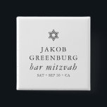 Simple Modern Elegant Star of David Bar Mitzvah 2 Inch Square Button<br><div class="desc">Design is composed of sans serif typography and playful cursive script typography on a simple background. 

Available here:
http://www.zazzle.com/store/selectpartysupplies</div>