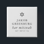 Simple Modern Elegant Star of David Bar Mitzvah 2 Inch Square Button<br><div class="desc">Design is composed of sans serif typography and playful cursive script typography on a simple background. 

Available here:
http://www.zazzle.com/store/selectpartysupplies</div>