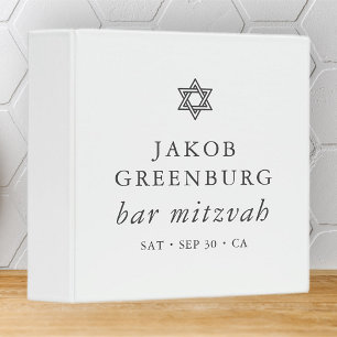 Simple Modern Elegant Star of David Bar Mitzvah Binder