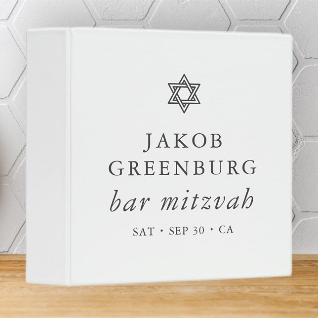Simple Modern Elegant Star of David Bar Mitzvah Binder (Creator Uploaded)