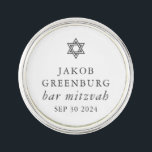 Simple Modern Elegant Star of David Bar Mitzvah Lapel Pin<br><div class="desc">Design is composed of sans serif typography and playful cursive script typography on a simple background. 

Available here:
http://www.zazzle.com/store/selectpartysupplies</div>