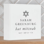 Simple Modern Elegant Star of David Bat Mitzvah Binder<br><div class="desc">Design is composed of sans serif typography and playful cursive script typography on a simple background. 

Available here:
http://www.zazzle.com/store/selectpartysupplies</div>