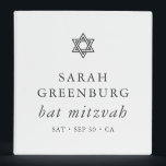 Simple Modern Elegant Star of David Bat Mitzvah Binder<br><div class="desc">Design is composed of sans serif typography and playful cursive script typography on a simple background. 

Available here:
http://www.zazzle.com/store/selectpartysupplies</div>