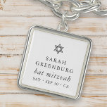 Simple Modern Elegant Star of David Bat Mitzvah Bracelet<br><div class="desc">Design is composed of sans serif typography and playful cursive script typography on a simple background. 

Available here:
http://www.zazzle.com/store/selectpartysupplies</div>