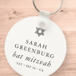 Simple Modern Elegant Star of David Bat Mitzvah Keychain<br><div class="desc">Design is composed of sans serif typography and playful cursive script typography on a simple background. 

Available here:
http://www.zazzle.com/store/selectpartysupplies</div>