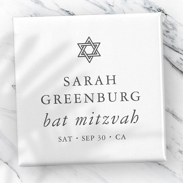 Simple Modern Elegant Star of David Bat Mitzvah Magnet (Creator Uploaded)