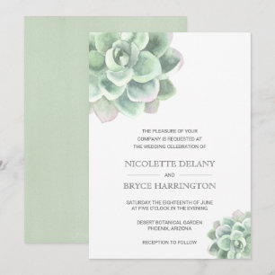 Simple Modern Elegant Succulent Wedding Invitation