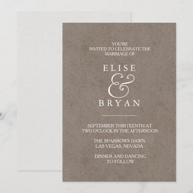 Simple Modern Elegant Wedding Invitation (Front/Back)