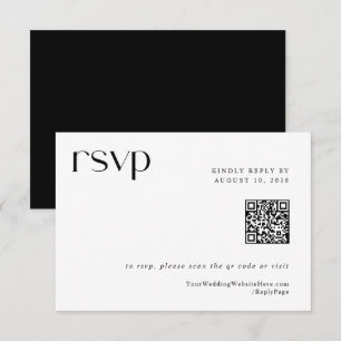 Simple Modern Elegant Wedding QR Code RSVP Card