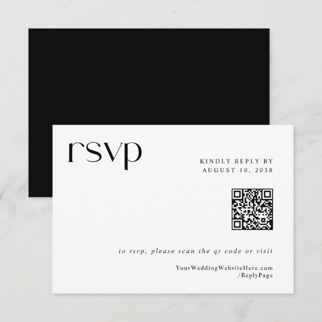 Simple Modern Elegant Wedding QR Code RSVP Card (Front/Back)