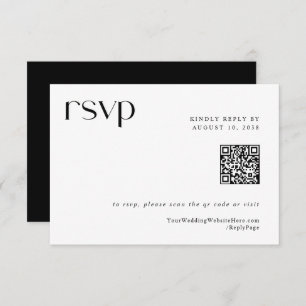 Simple Modern Elegant Wedding QR Code RSVP Card
