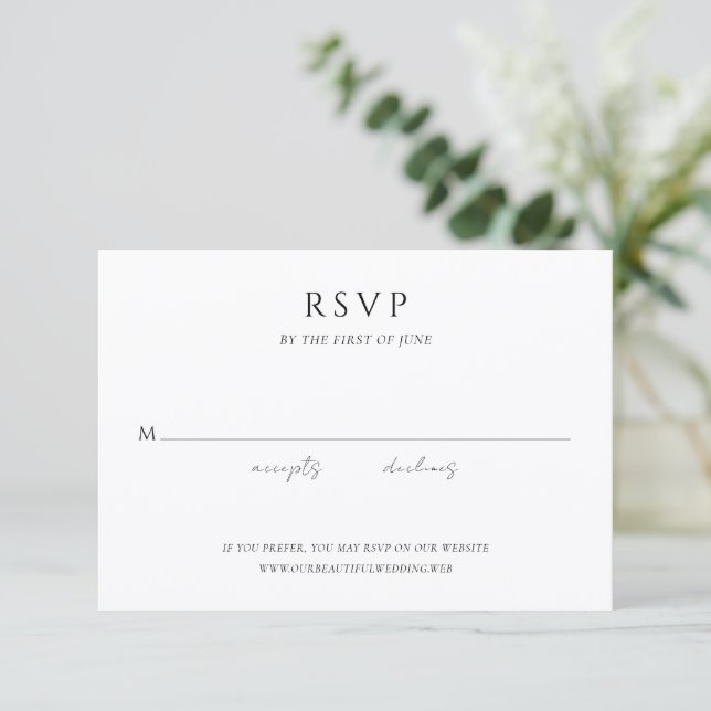 Simple Modern Elegant Wedding RSVP Card (Standing Front)