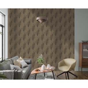 Simple Modern Elegant Wheat Pattern Brown Wallpaper