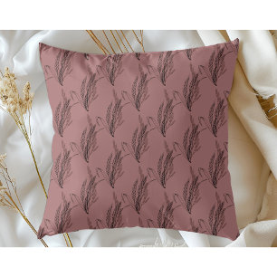Simple Modern Elegant Wheat Pattern Mauve Throw Pillow