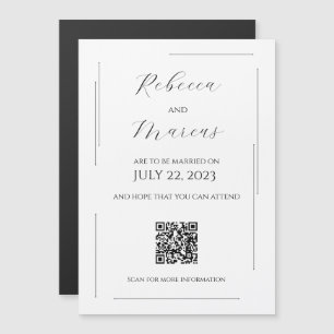 Simple, Modern & Elegant with QR Code   Wedding Magnetic Invitation