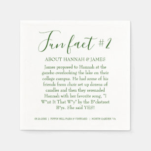 Simple Modern Emerald Green Fun Fact 2 Wedding Napkin