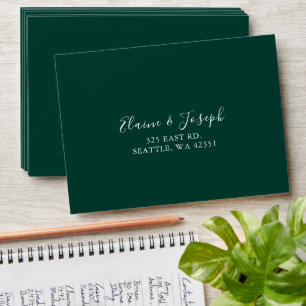 Simple Modern Emerald Green Wedding Envelope