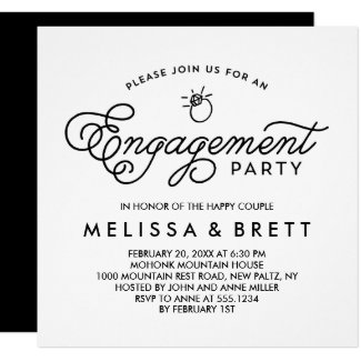 Simple Modern Engagement Party Invitation
