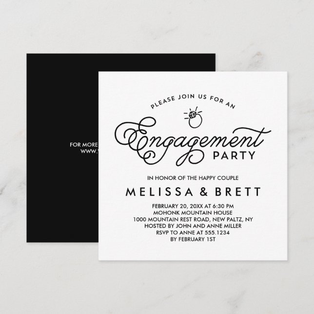Simple Modern Engagement Party Invitation (Front/Back)
