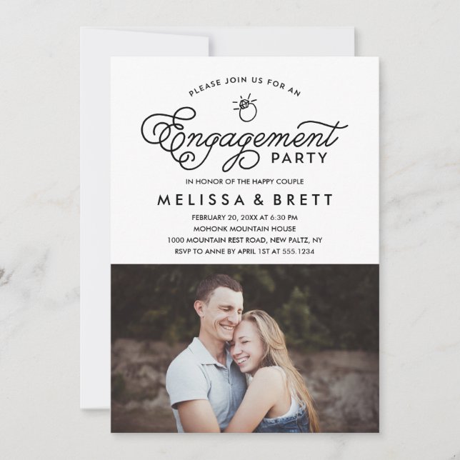 Simple Modern Engagement Party Photo Invitation (Front)