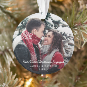 Simple Modern Engagement Photo Ornament