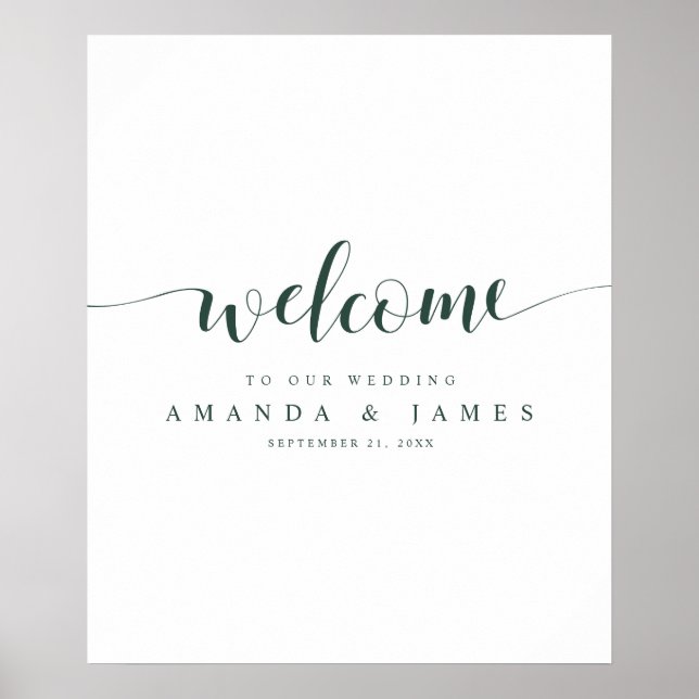 Simple Modern Evergreen Winter Wedding Welcome Poster (Front)