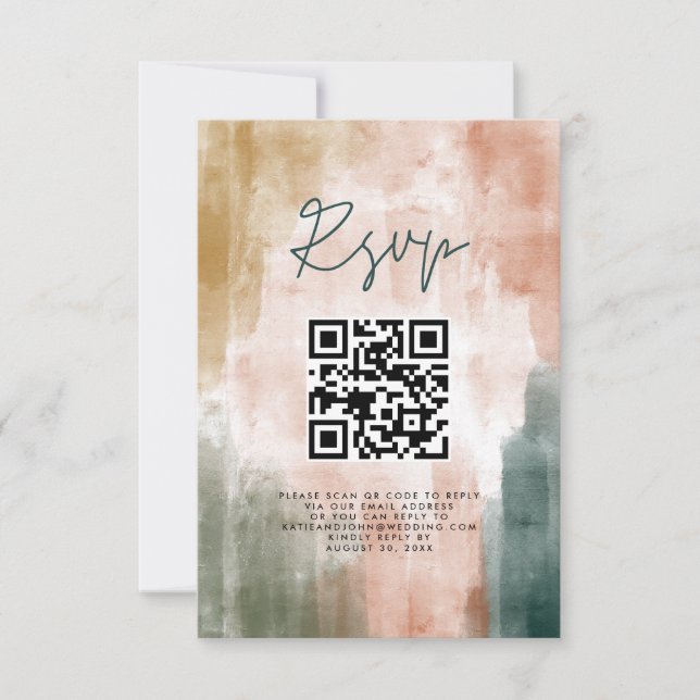Simple Modern Fall Abstract Wedding RSVP Card (Front)